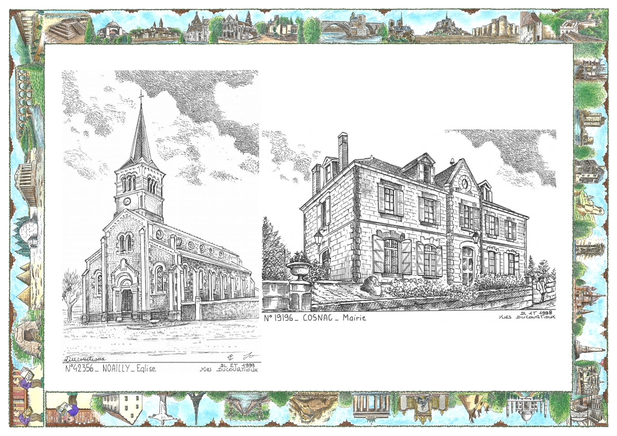 MONOCARTE N 19196-42356 - COSNAC - mairie / NOAILLY - �glise