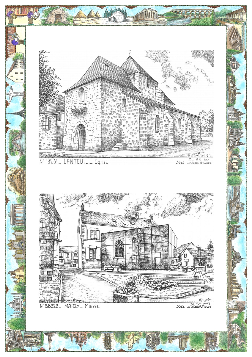 MONOCARTE N 19231-58222 - LANTEUIL - �glise / MARZY - mairie