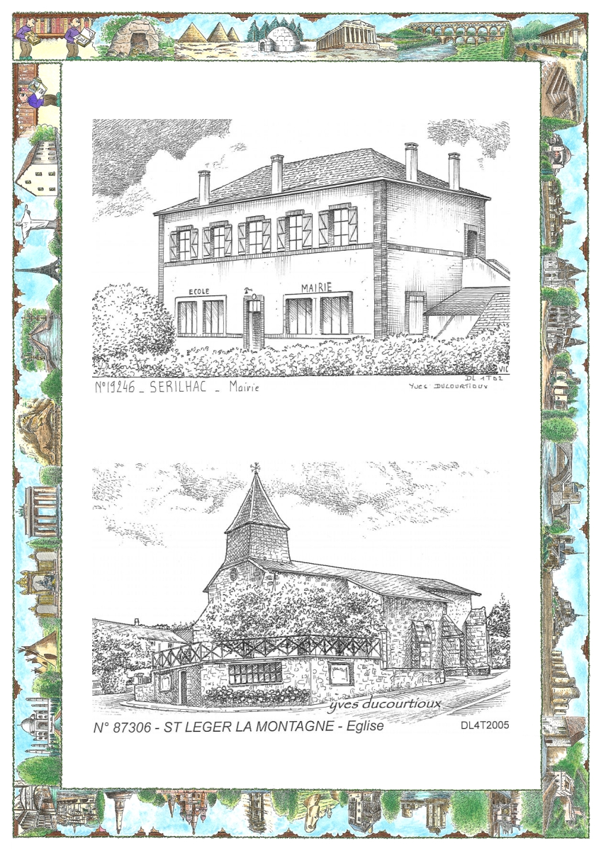MONOCARTE N 19246-87306 - SERILHAC - mairie / ST LEGER LA MONTAGNE - �glise