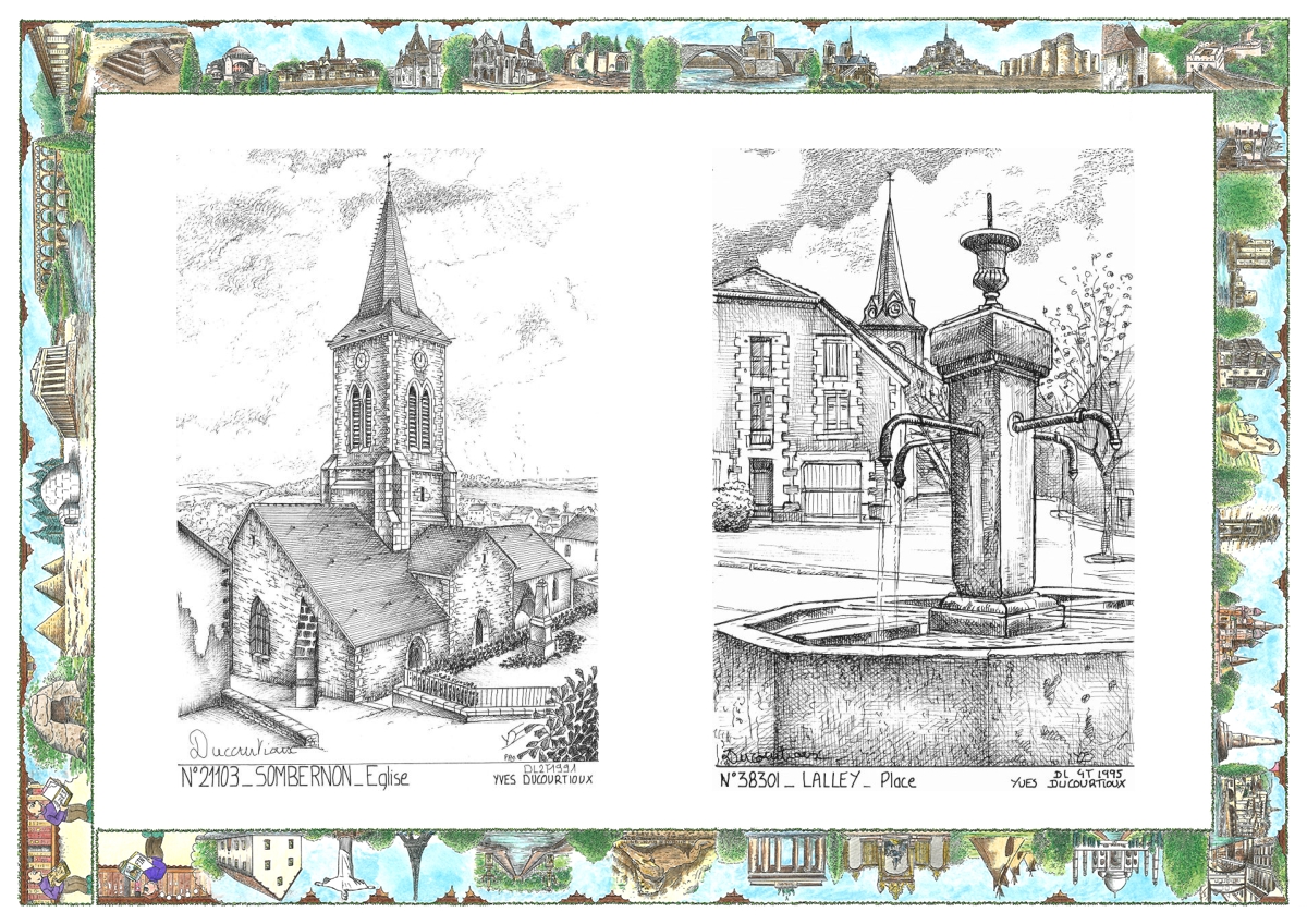 MONOCARTE N 21103-38301 - SOMBERNON - �glise / LALLEY - place