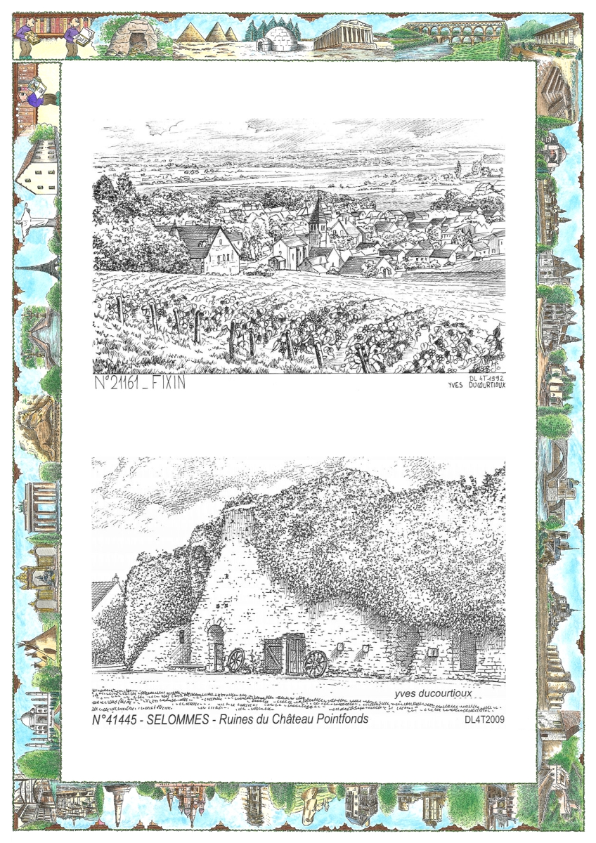 MONOCARTE N 21161-41445 - FIXIN - vue / SELOMMES - ruines du ch�teau pointfonds