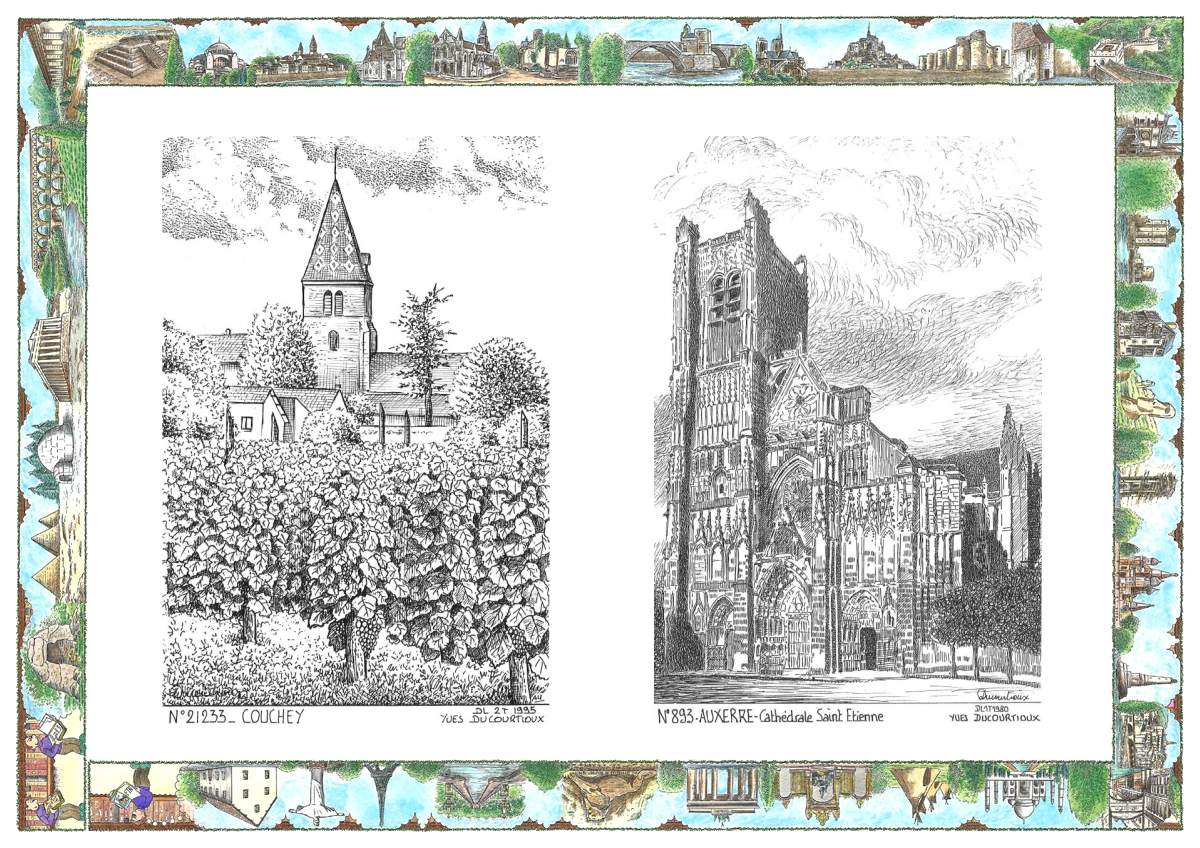 MONOCARTE N 21233-89003 - COUCHEY - vue / AUXERRE - cath�drale st �tienne