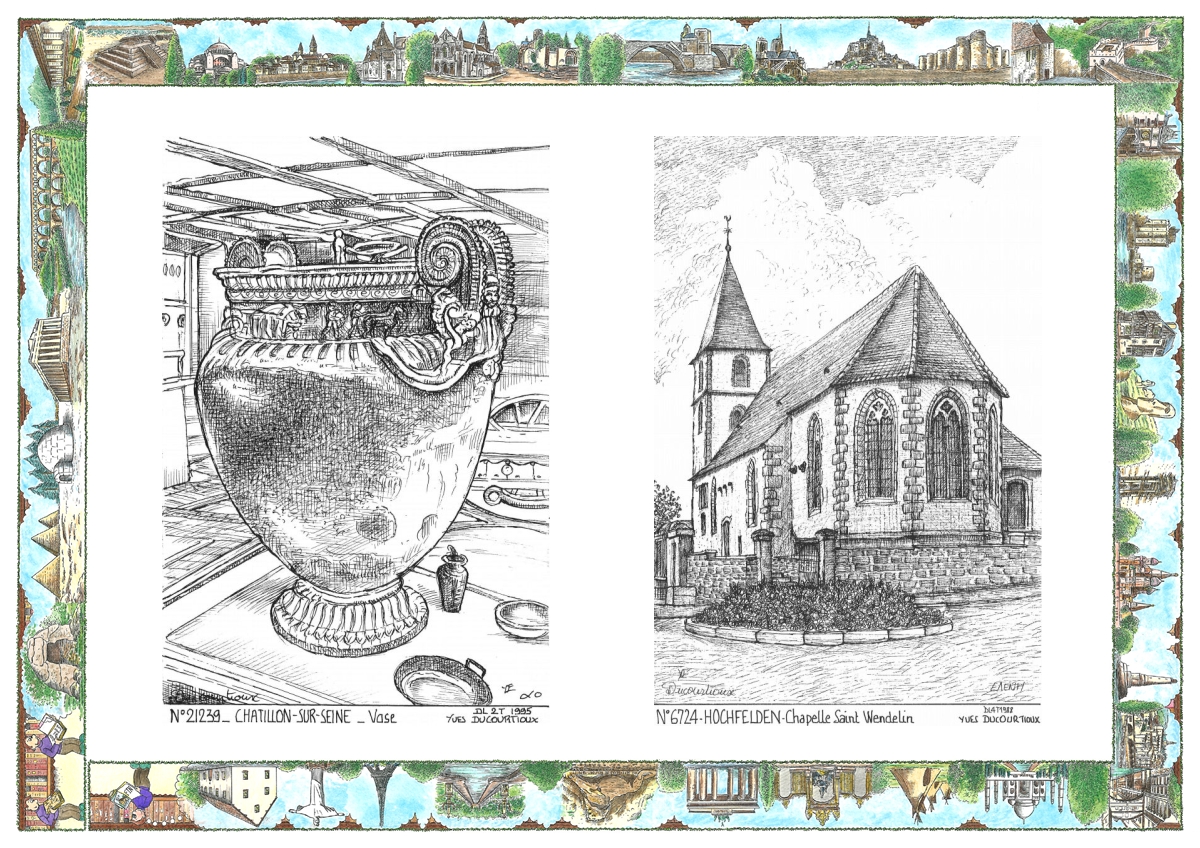 MONOCARTE N 21239-67024 - CHATILLON SUR SEINE - vase / HOCHFELDEN - chapelle st wendelin