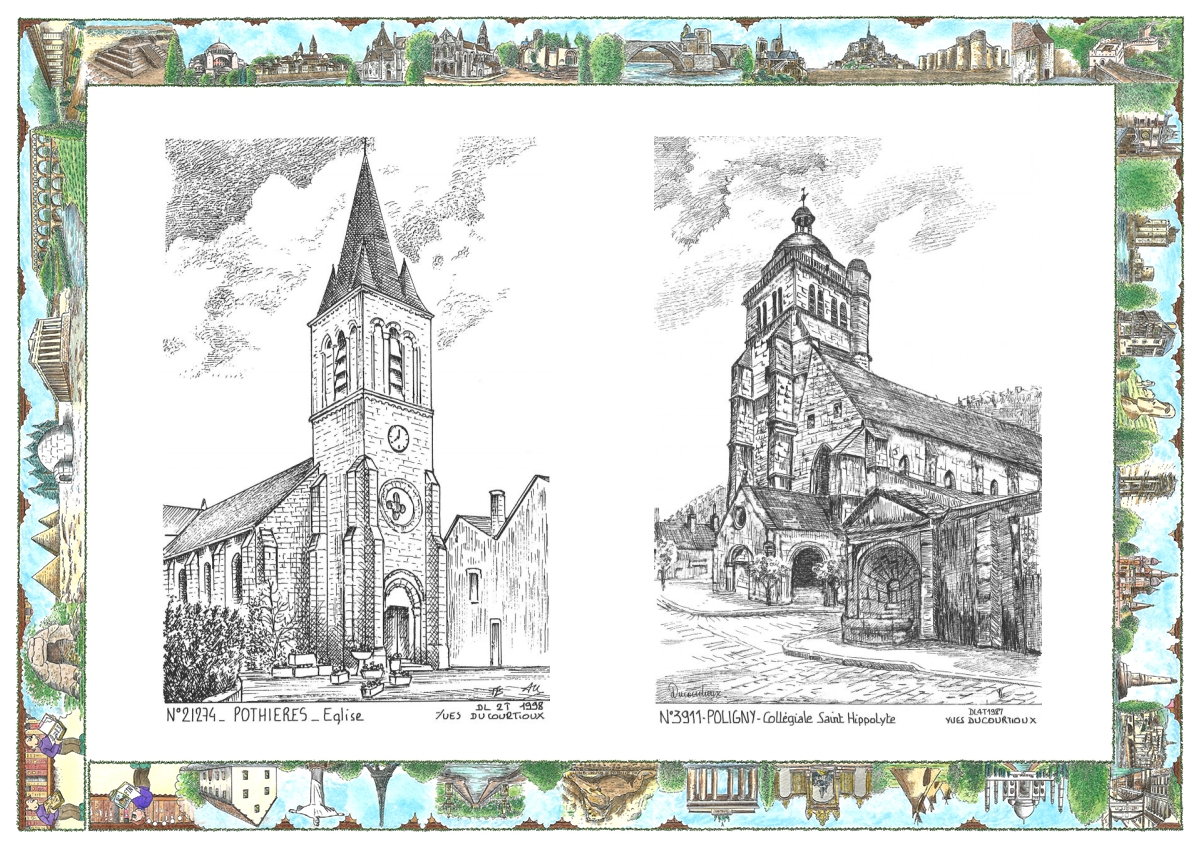 MONOCARTE N 21274-39011 - POTHIERES - �glise / POLIGNY - coll�giale st hippolyte