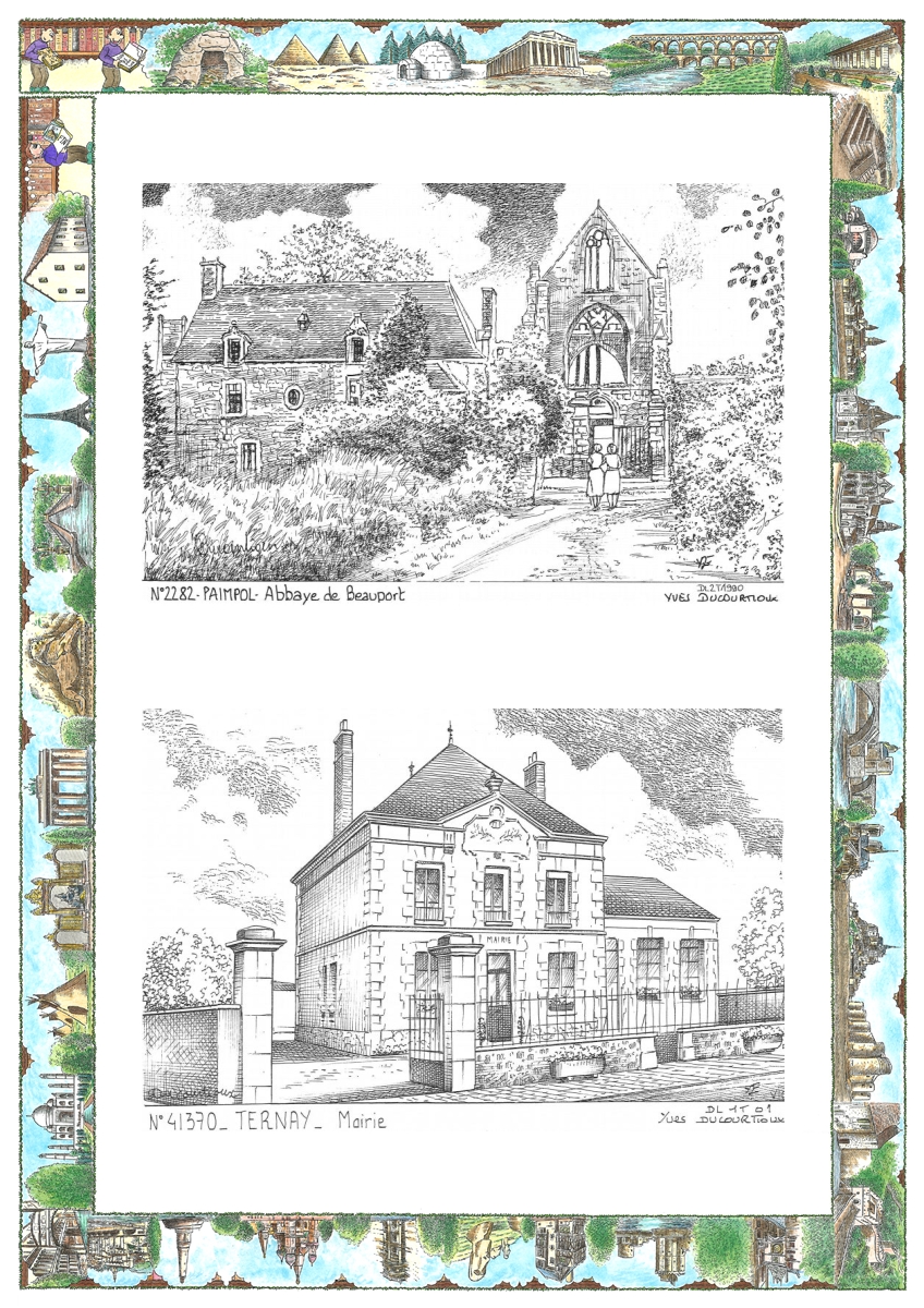 MONOCARTE N 22082-41370 - PAIMPOL - abbaye de beauport / TERNAY - mairie