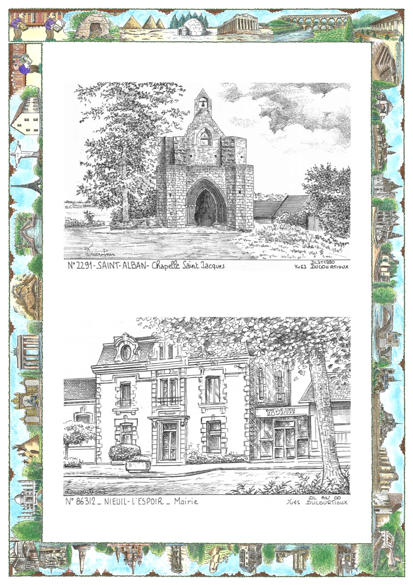 MONOCARTE N 22091-86312 - ST ALBAN - chapelle st jacques / NIEUIL L ESPOIR - mairie