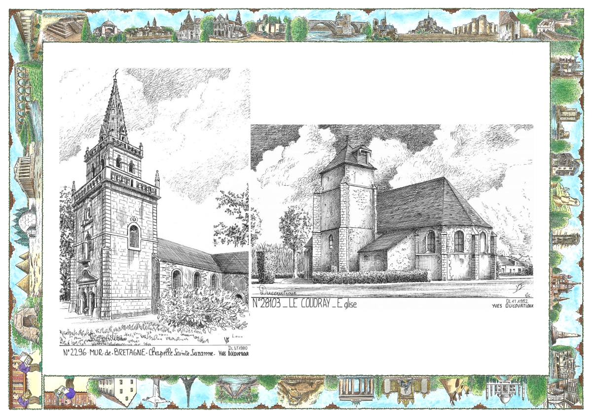 MONOCARTE N 22096-28103 - MUR DE BRETAGNE - chapelle ste suzanne / LE COUDRAY - �glise