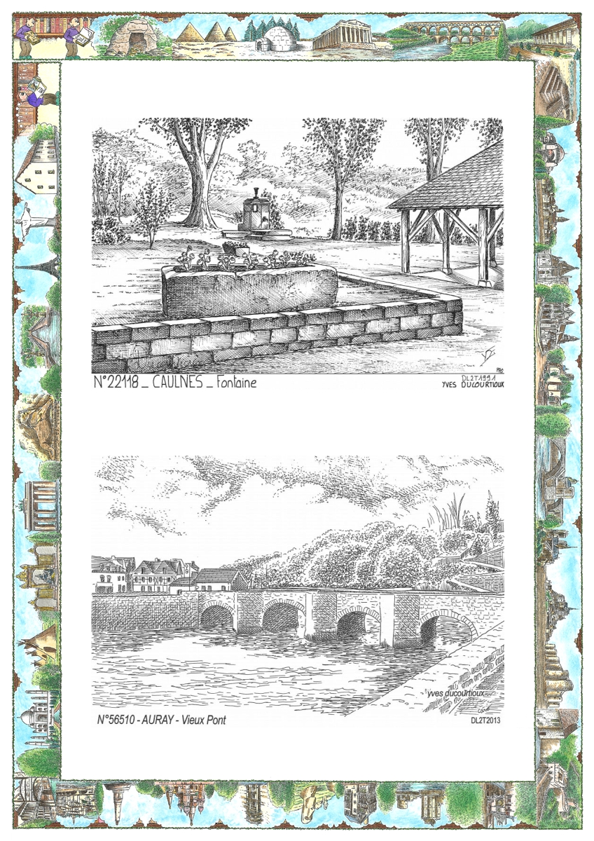 MONOCARTE N 22118-56510 - CAULNES - fontaine / AURAY - vieux pont