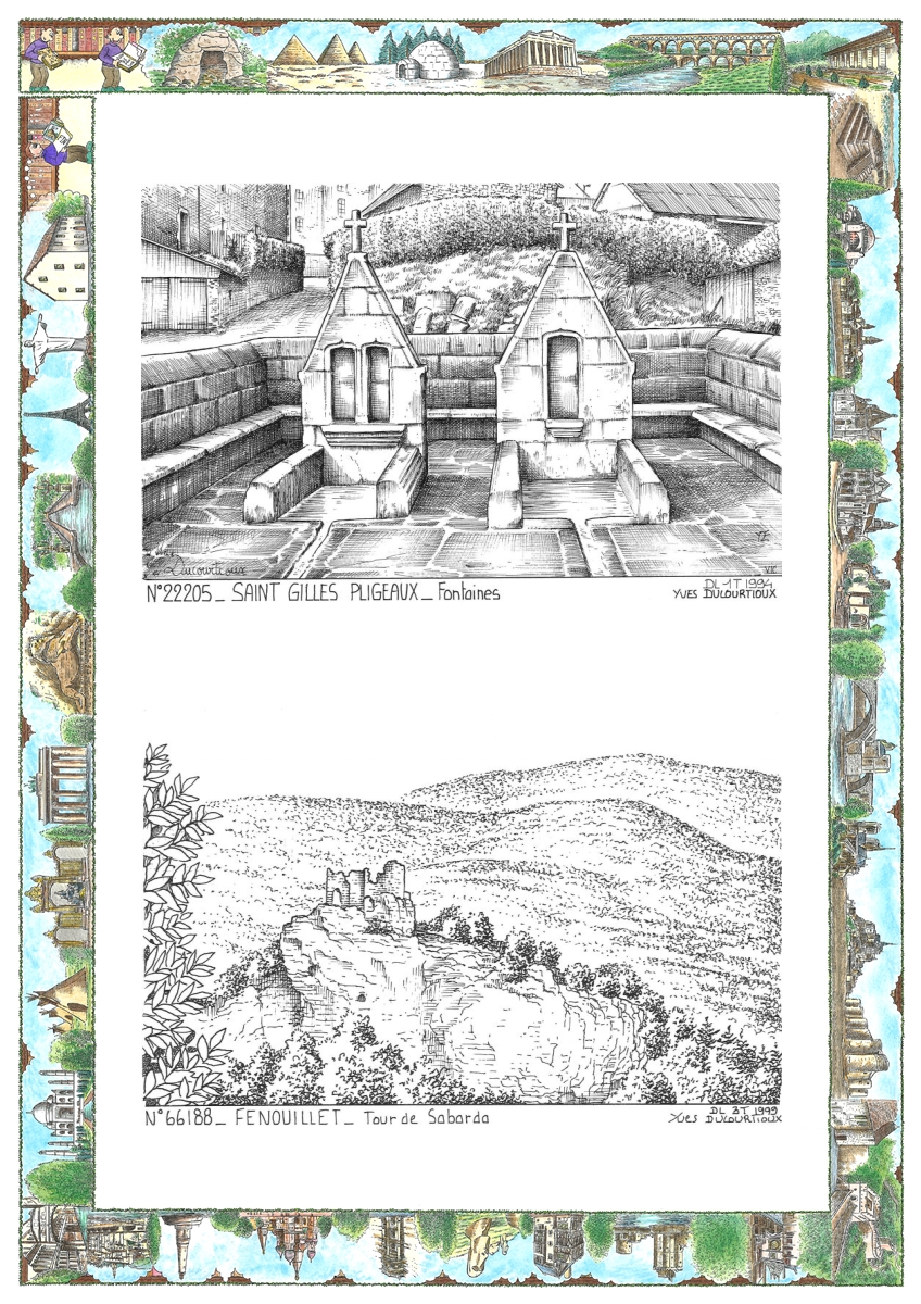 MONOCARTE N 22205-66188 - ST GILLES PLIGEAUX - fontaines / FENOUILLET - tour de sabarda