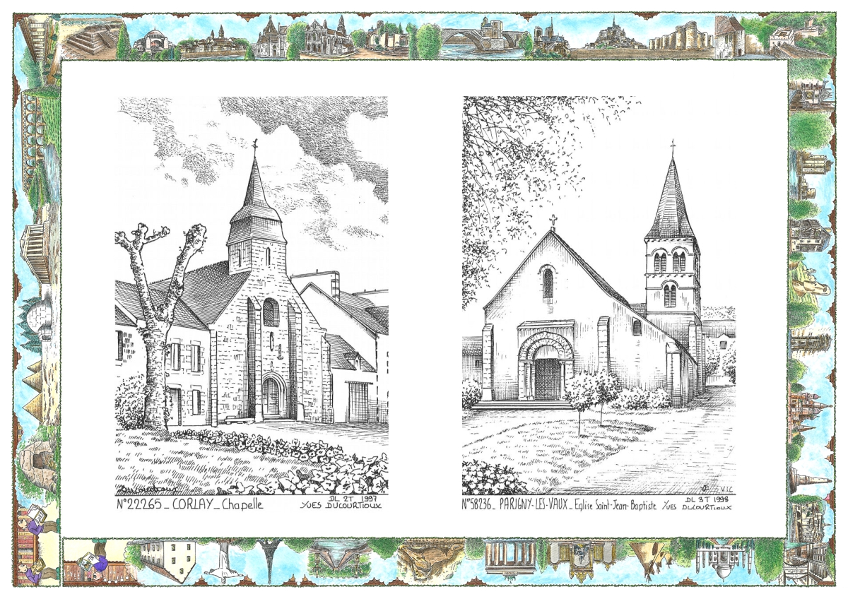 MONOCARTE N 22265-58236 - CORLAY - chapelle / PARIGNY LES VAUX - �glise st jean baptiste
