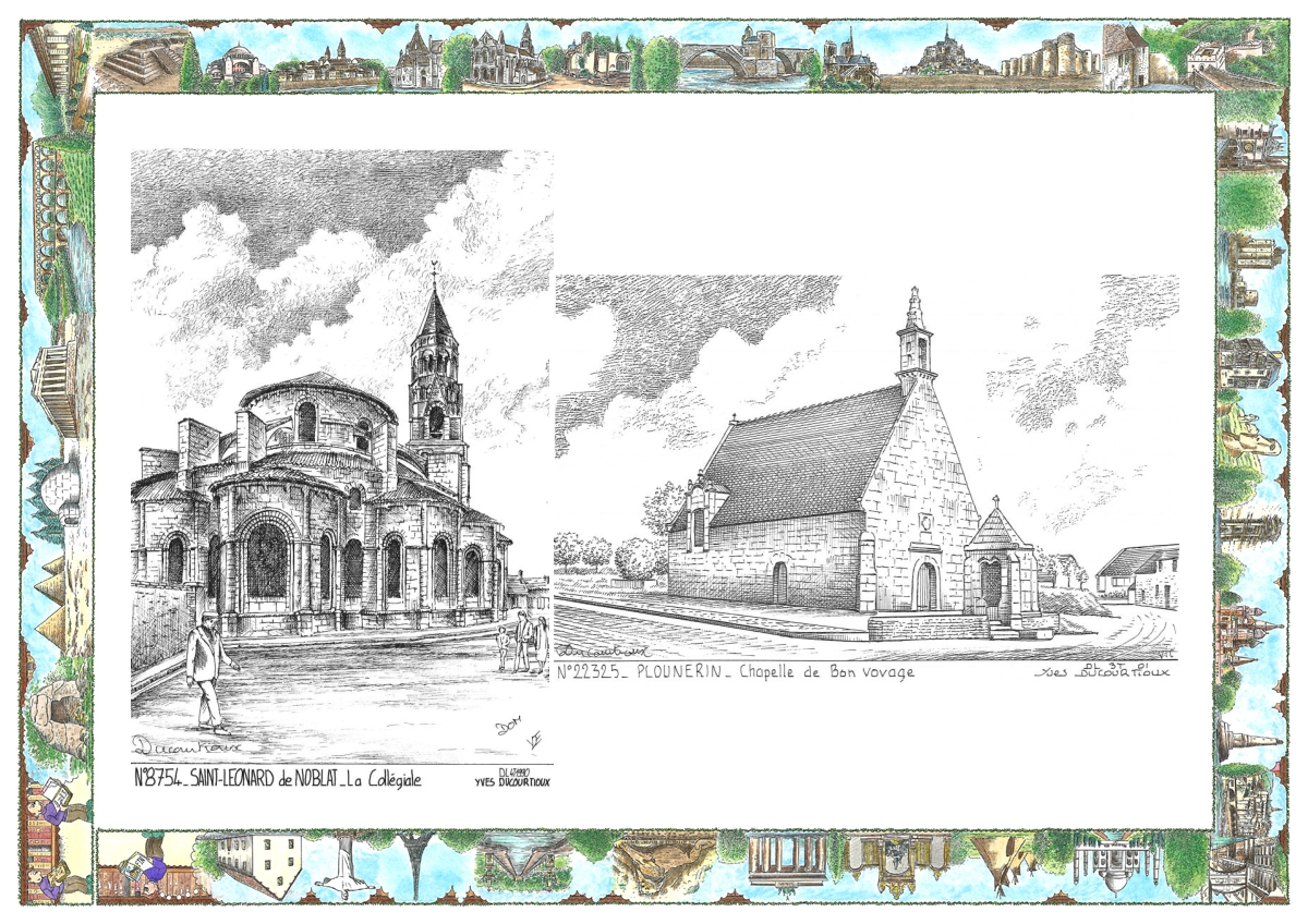 MONOCARTE N 22325-87054 - PLOUNERIN - chapelle de bon voyage / ST LEONARD DE NOBLAT - la coll�giale