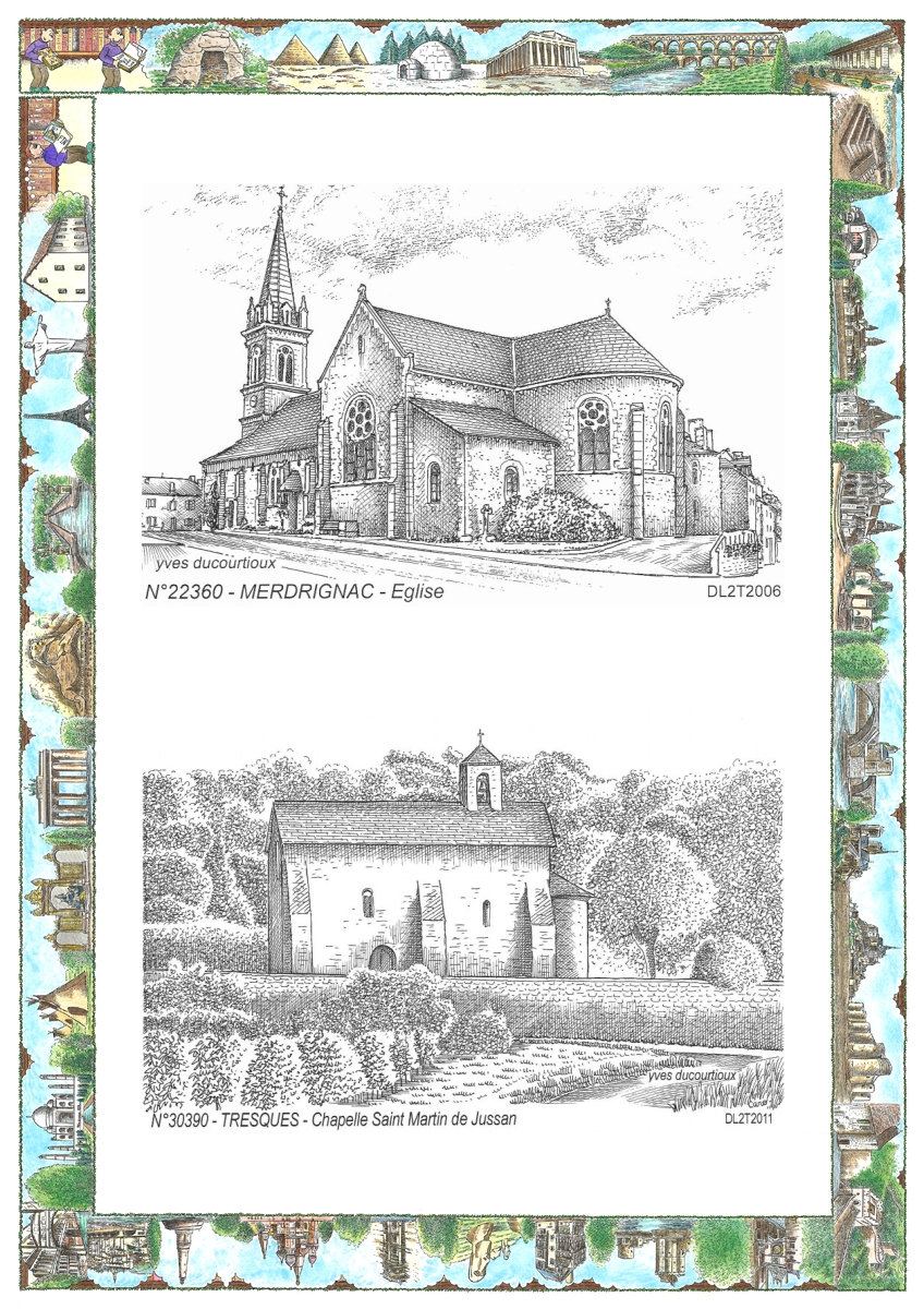 MONOCARTE N 22360-30390 - MERDRIGNAC - �glise / TRESQUES - chapelle st martin de jussan