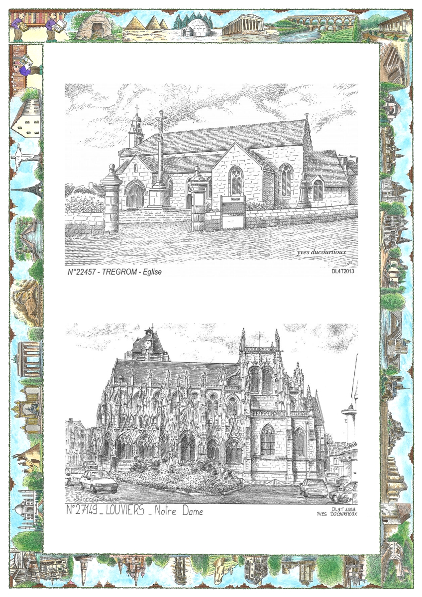 MONOCARTE N 22457-27149 - TREGROM - �glise / LOUVIERS - notre dame