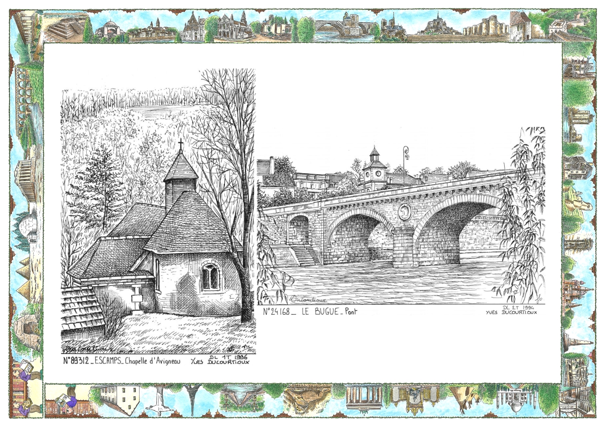 MONOCARTE N 24168-89312 - LE BUGUE - vue pont / ESCAMPS - chapelle d avigneau