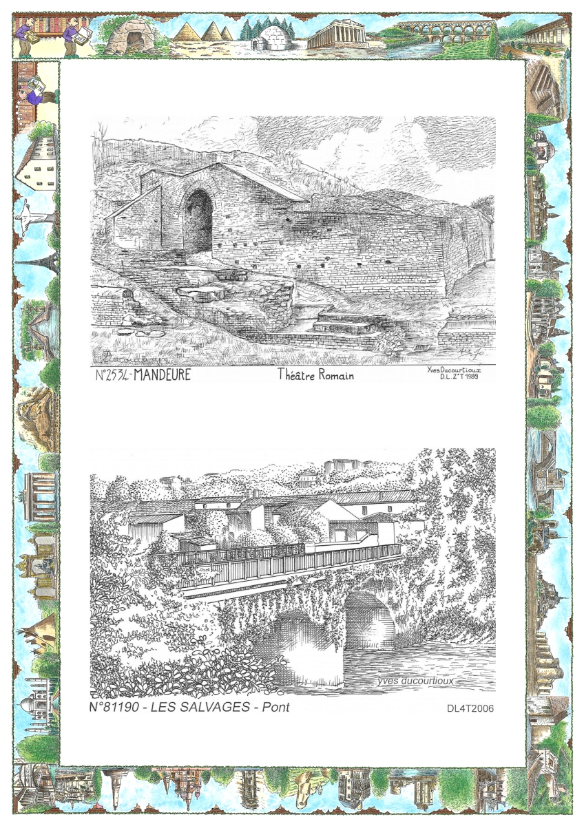 MONOCARTE N 25034-81190 - MANDEURE - th��tre romain / BURLATS - pont des salvages