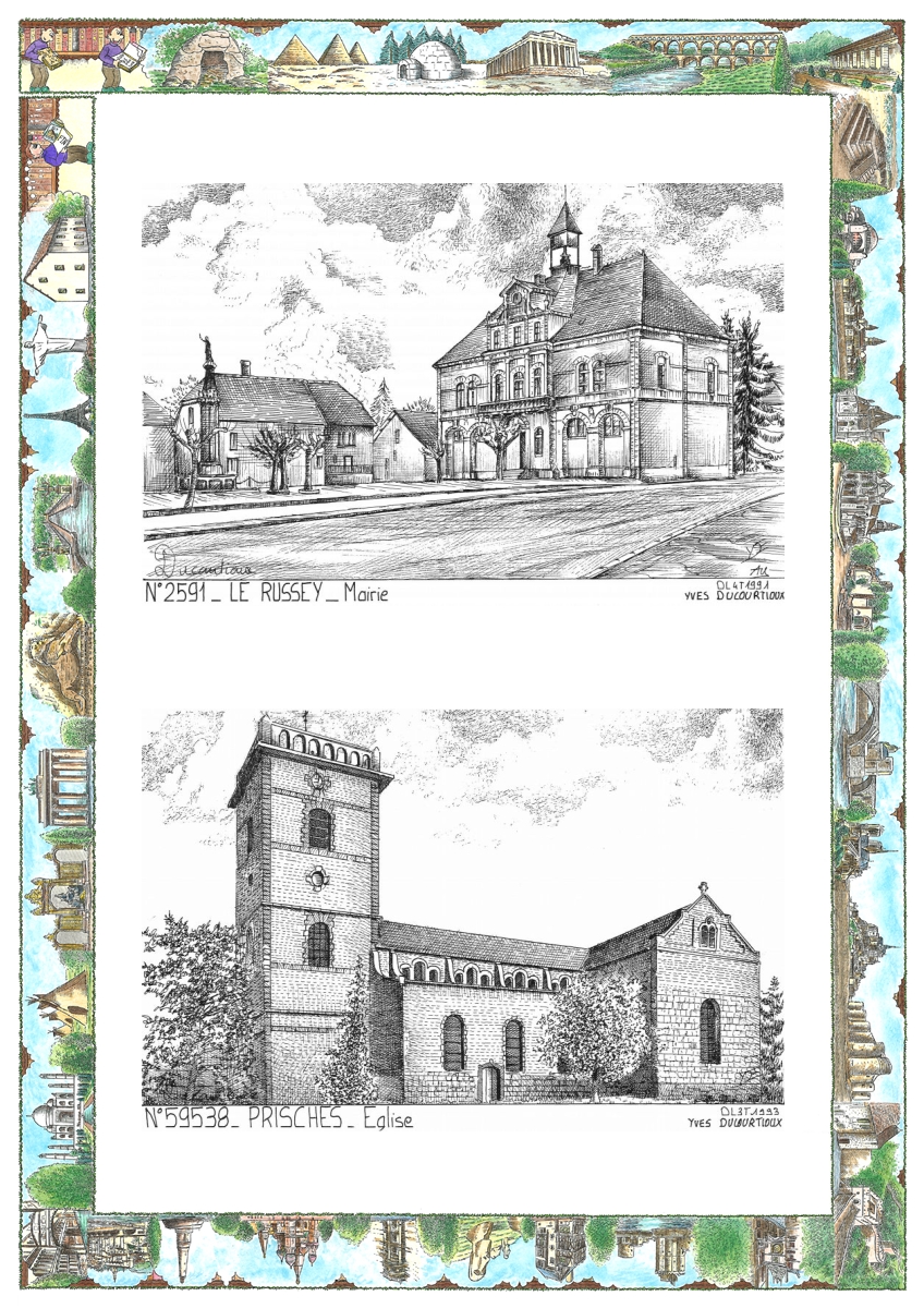 MONOCARTE N 25091-59538 - LE RUSSEY - mairie / PRISCHES - �glise