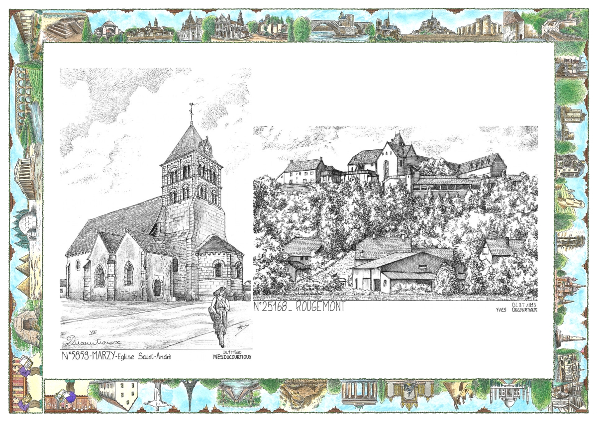 MONOCARTE N 25168-58059 - ROUGEMONT - vue / MARZY - �glise st andr�