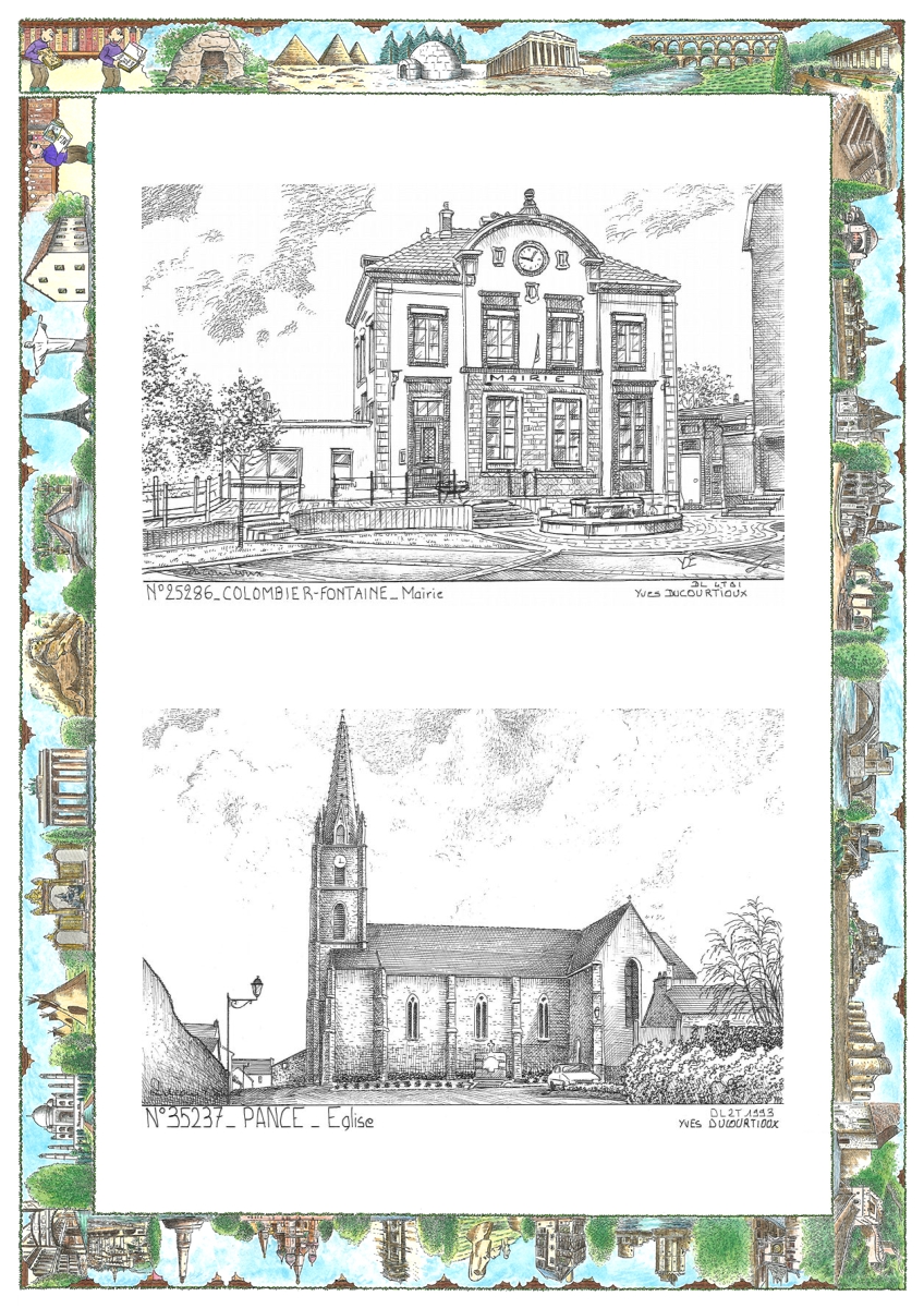 MONOCARTE N 25286-35237 - COLOMBIER FONTAINE - mairie / PANCE - �glise