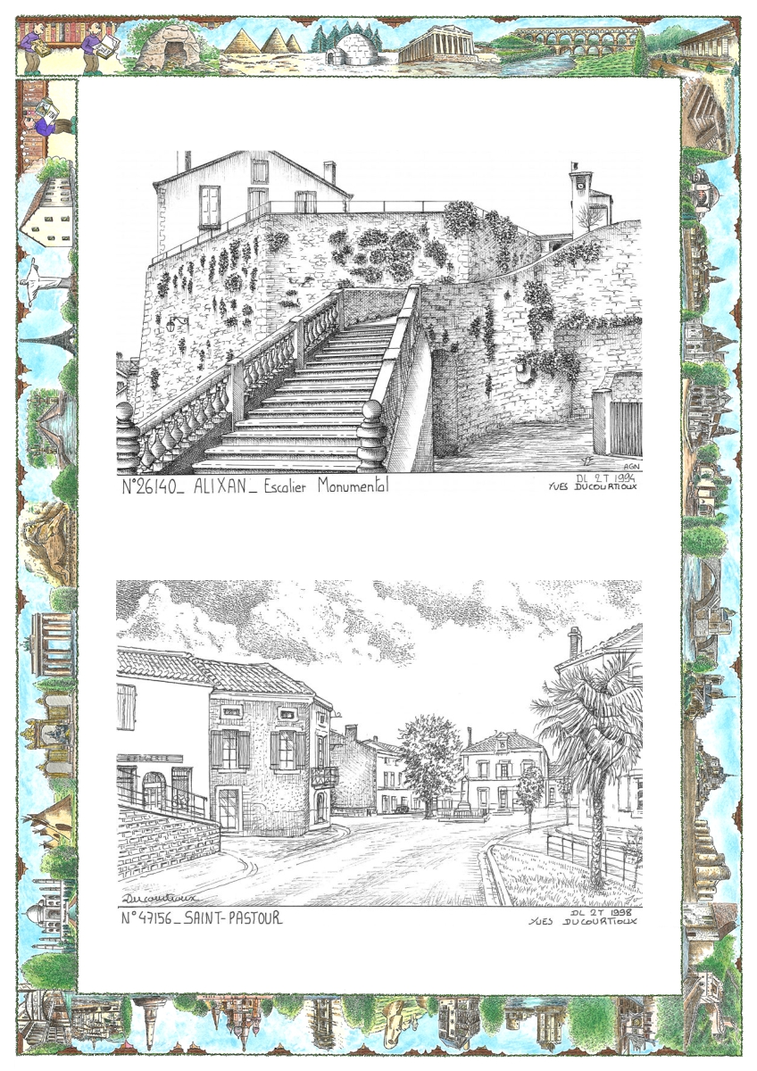MONOCARTE N 26140-47156 - ALIXAN - escalier monumental / ST PASTOUR - vue