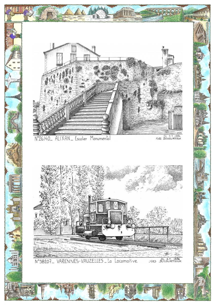 MONOCARTE N 26140-58207 - ALIXAN - escalier monumental / VARENNES VAUZELLES - la locomotive