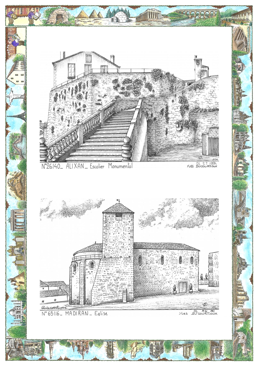 MONOCARTE N 26140-65116 - ALIXAN - escalier monumental / MADIRAN - �glise