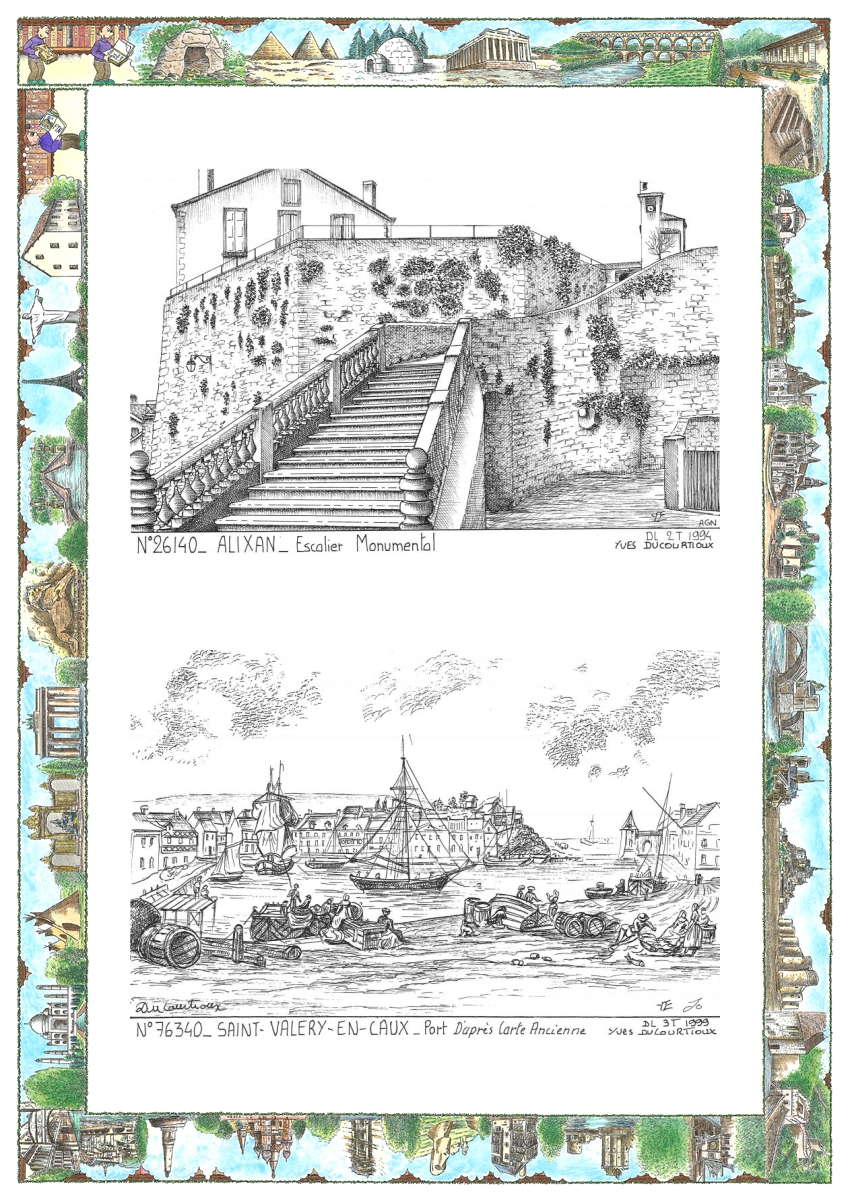 MONOCARTE N 26140-76340 - ALIXAN - escalier monumental / ST VALERY EN CAUX - port (d apr�s ca)