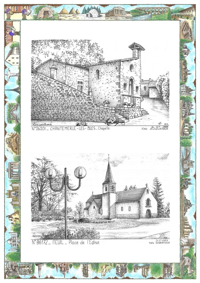 MONOCARTE N 26201-86172 - CHANTEMERLE LES BLES - chapelle / ITEUIL - place de l �glise