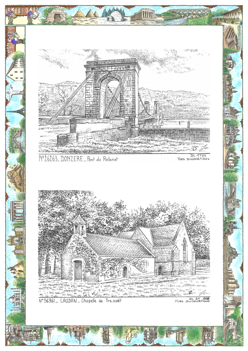 MONOCARTE N 26263-56361 - DONZERE - pont du robinet / CAUDAN - chapelle de tresco�t