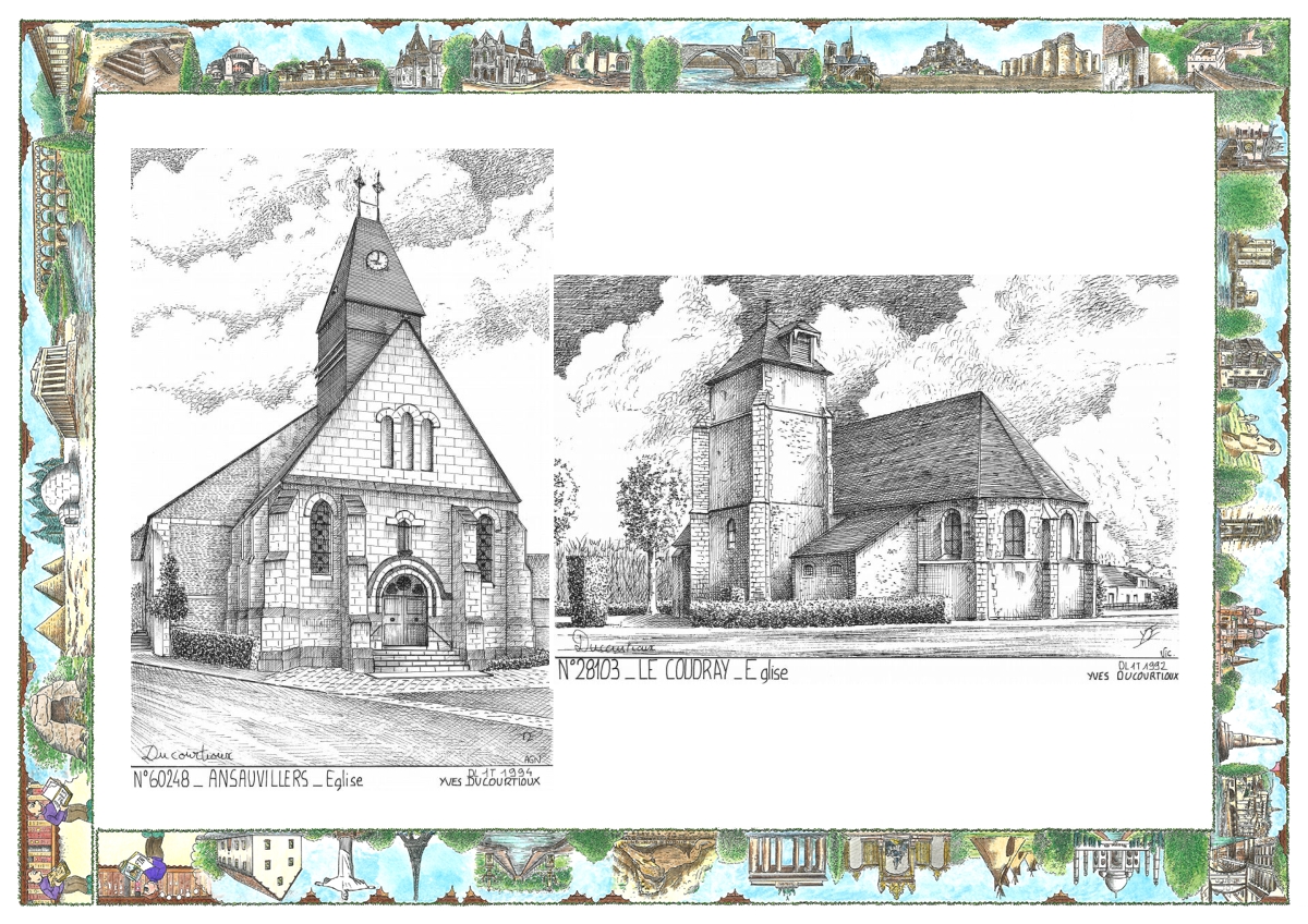 MONOCARTE N 28103-60248 - LE COUDRAY - �glise / ANSAUVILLERS - �glise
