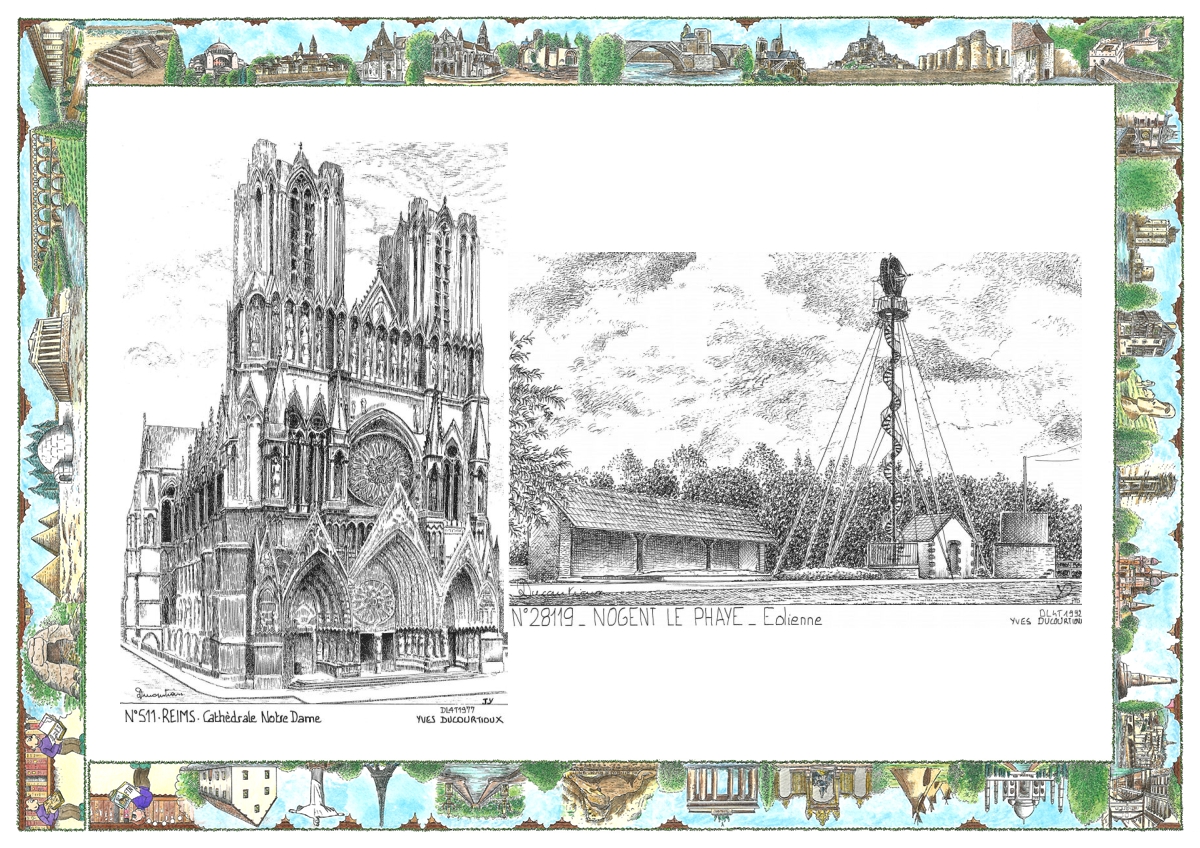 MONOCARTE N 28119-51001 - NOGENT LE PHAYE - �olienne / REIMS - cath�drale notre dame