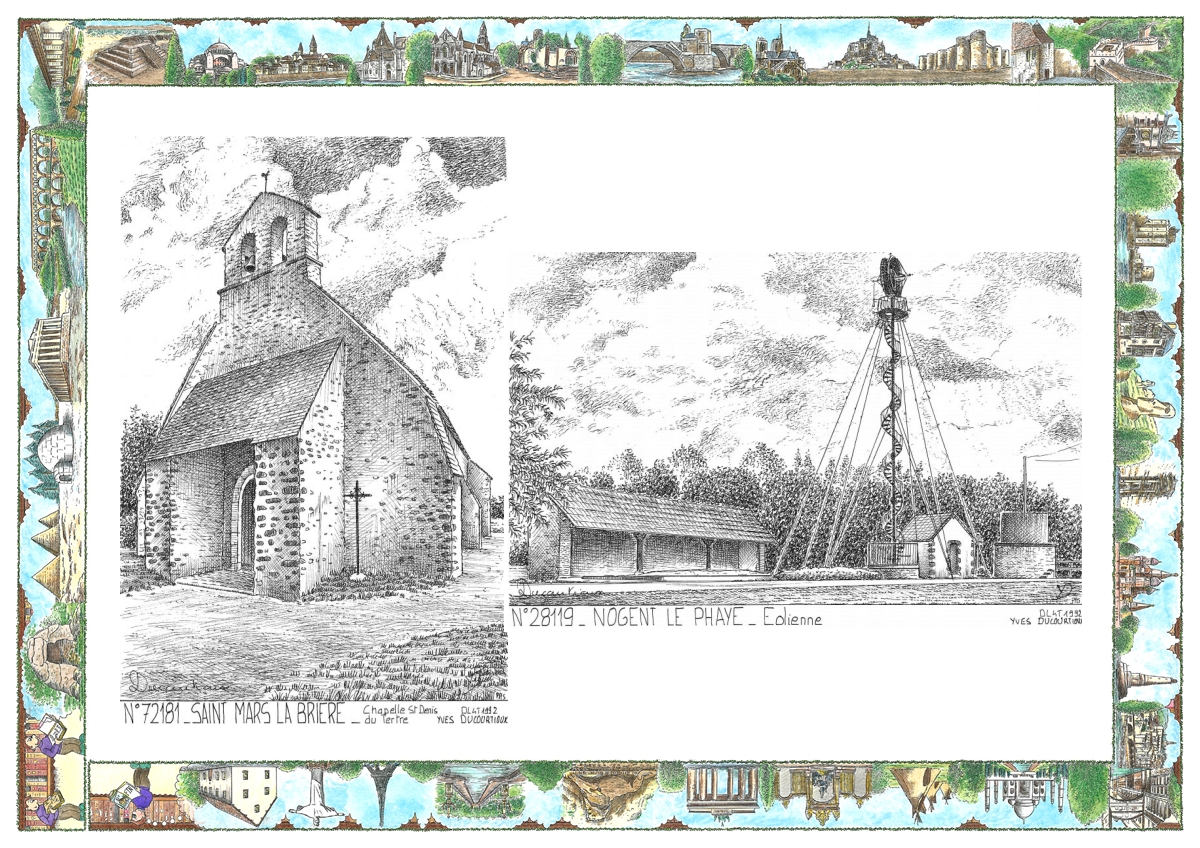 MONOCARTE N 28119-72181 - NOGENT LE PHAYE - �olienne / ST MARS LA BRIERE - chapelle st denis du tertre
