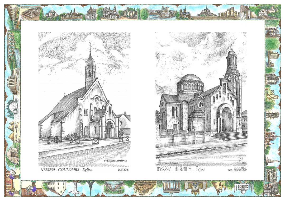 MONOCARTE N 28280-62297 - COULOMBS - �glise / HERMIES - �glise