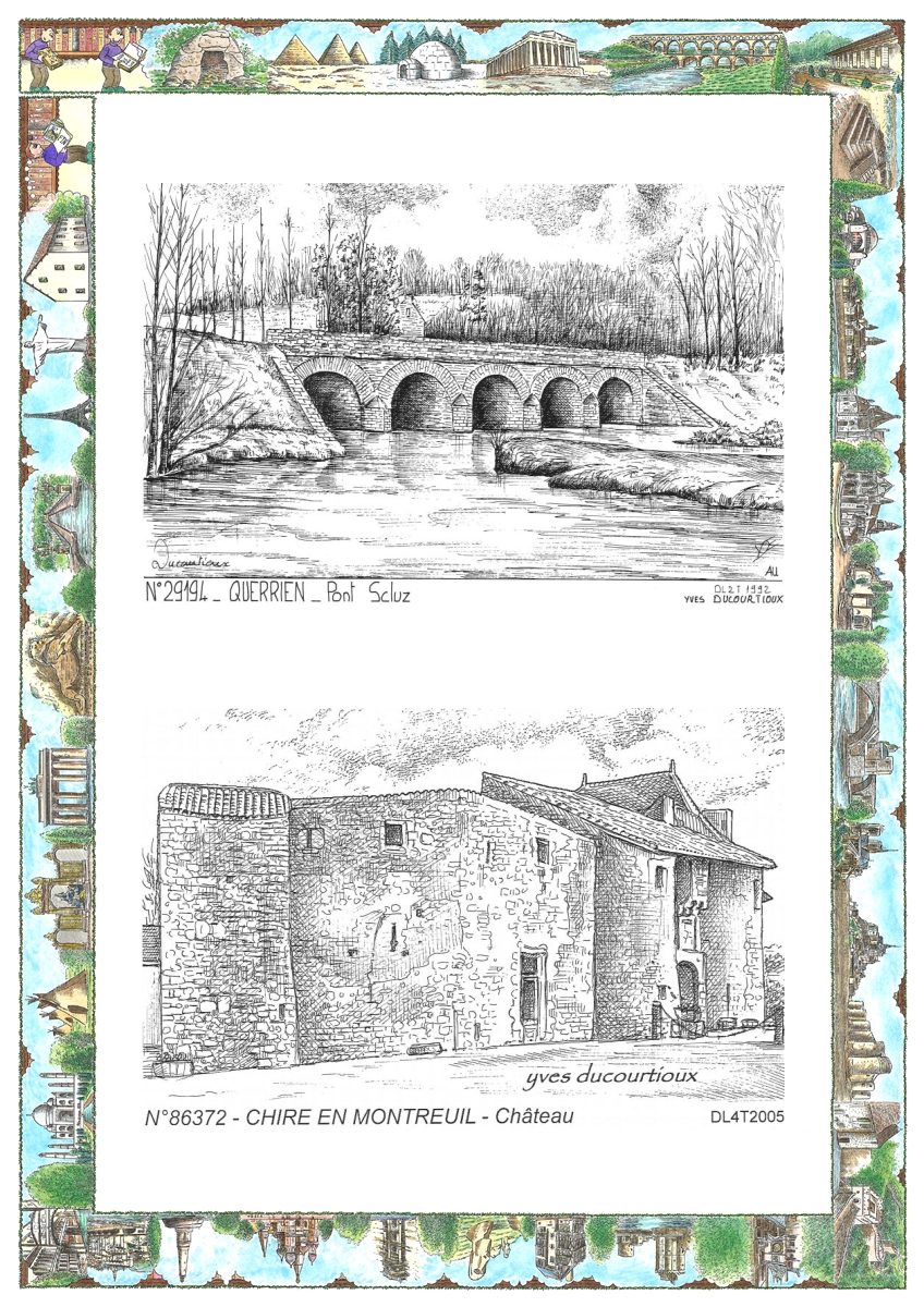 MONOCARTE N 29194-86372 - QUERRIEN - pont scluz / CHIRE EN MONTREUIL - ch�teau