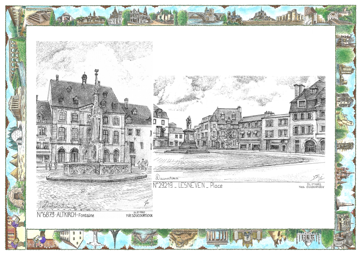MONOCARTE N 29219-68079 - LESNEVEN - place / ALTKIRCH - fontaine