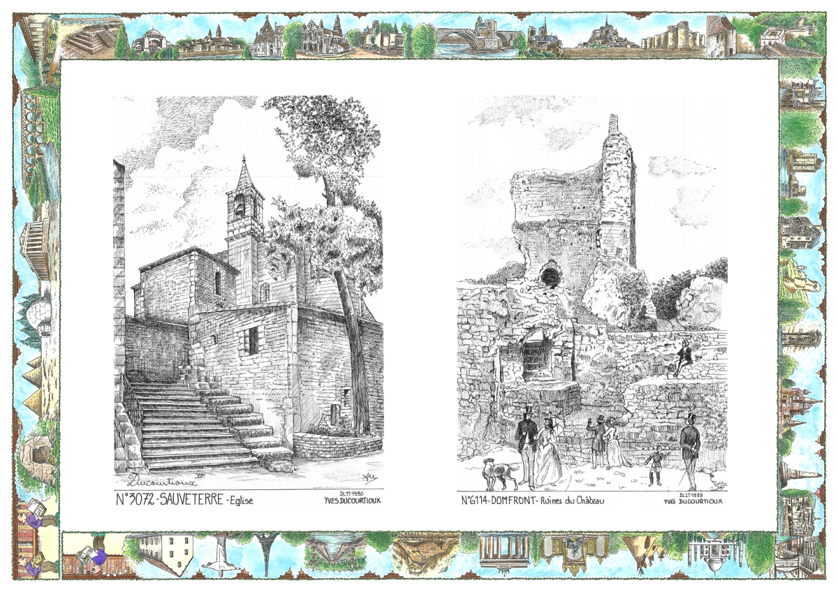 MONOCARTE N 30072-61014 - SAUVETERRE - �glise / DOMFRONT - ruines du ch�teau