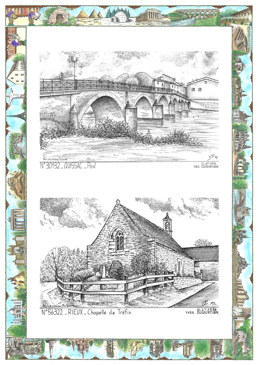 MONOCARTE N 30132-56322 - QUISSAC - pont / RIEUX - chapelle de tr�fin