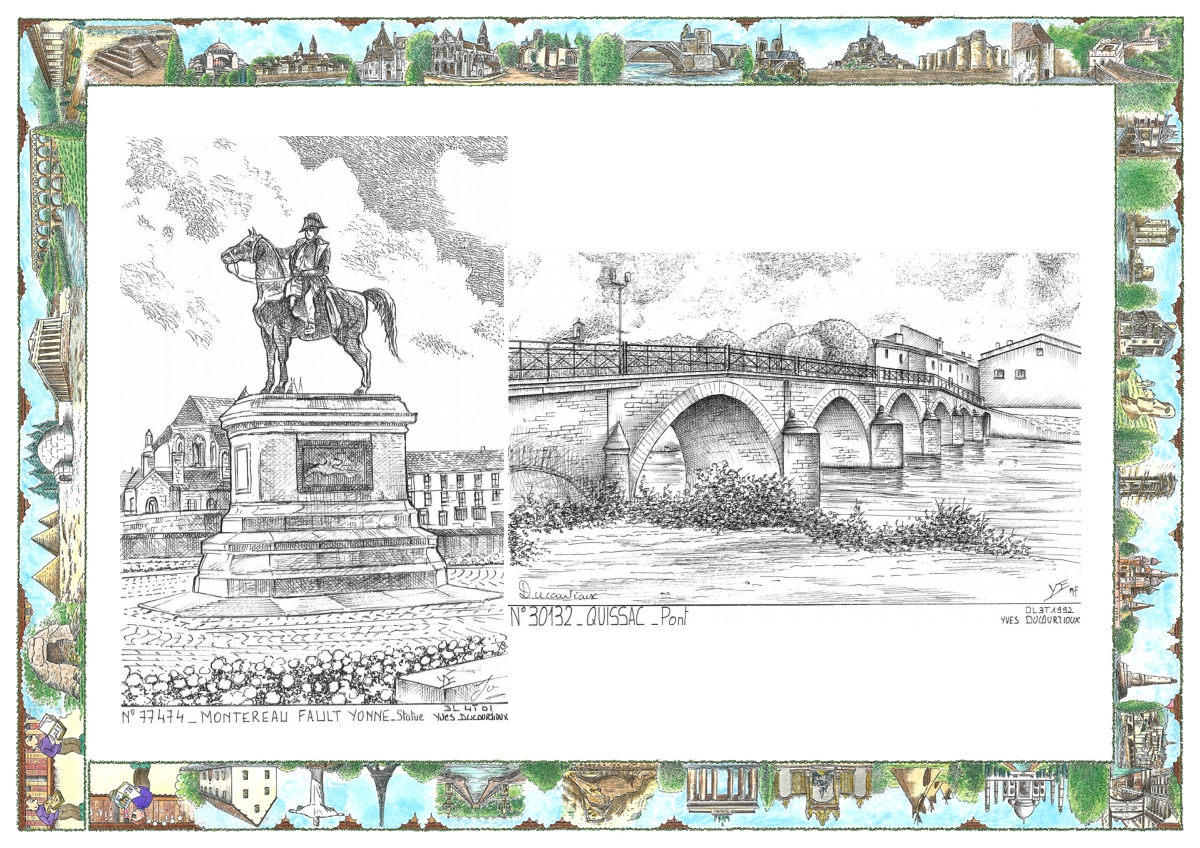 MONOCARTE N 30132-77474 - QUISSAC - pont / MONTEREAU FAULT YONNE - statue