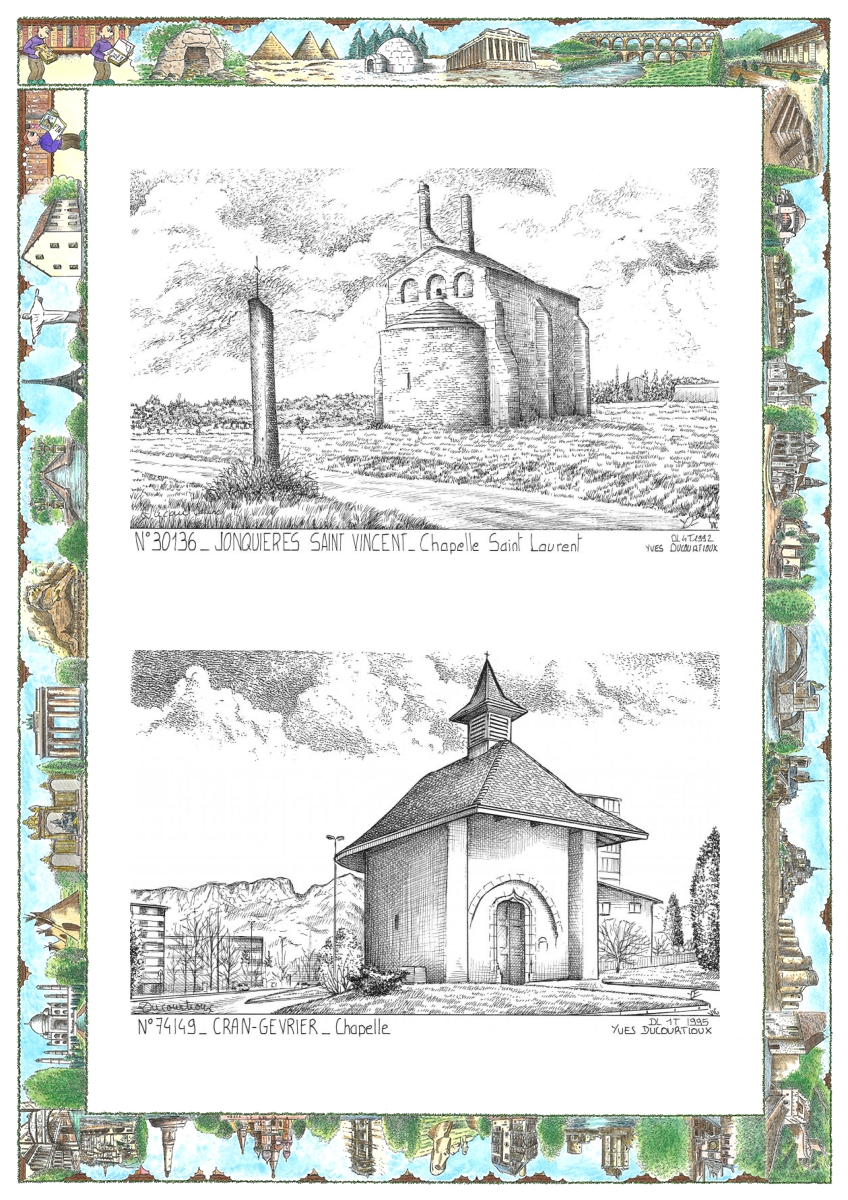MONOCARTE N 30136-74149 - JONQUIERES ST VINCENT - chapelle st laurent / CRAN GEVRIER - chapelle