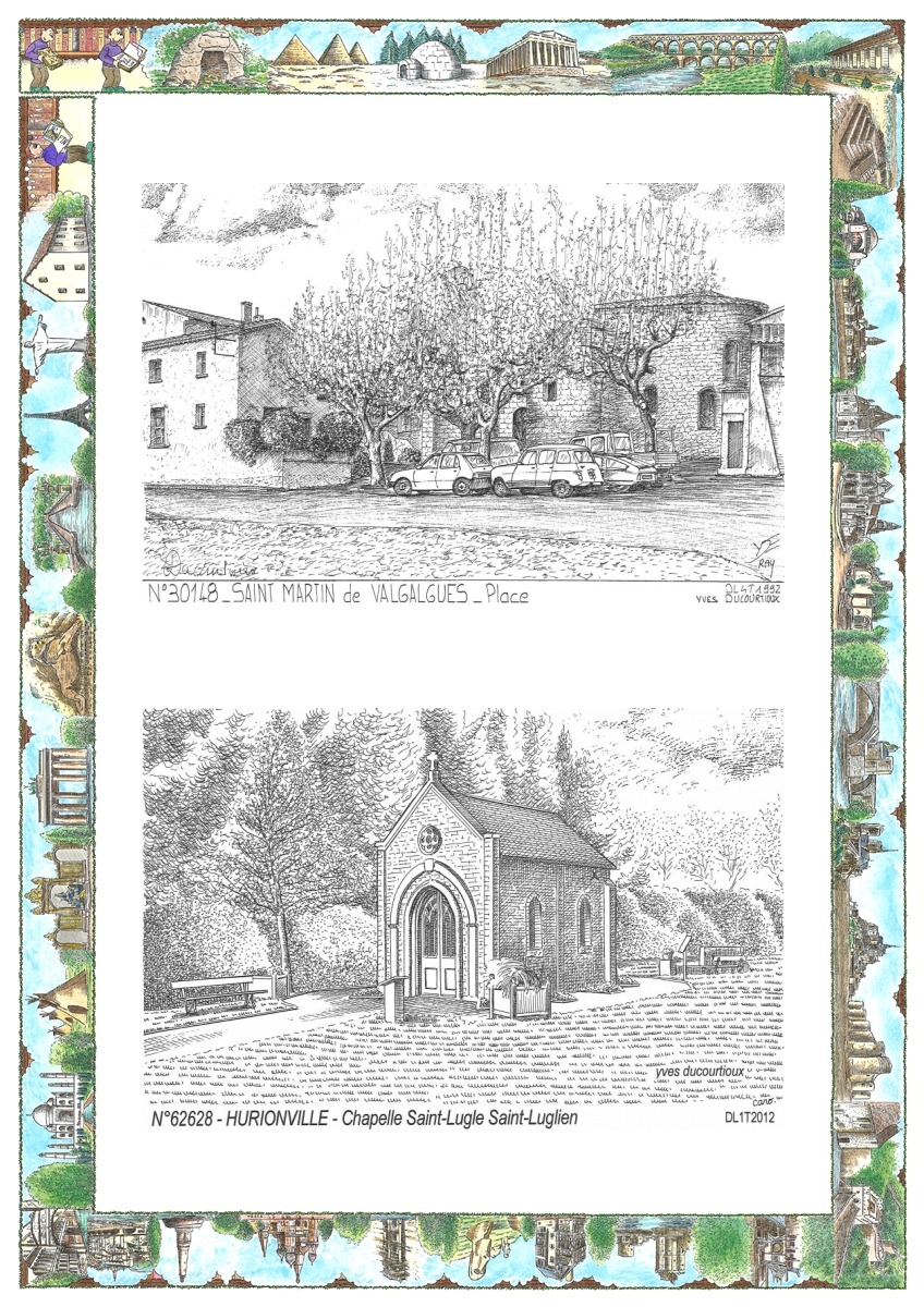 MONOCARTE N 30148-62628 - ST MARTIN DE VALGALGUES - place / LILLERS - chapelle de hurionville