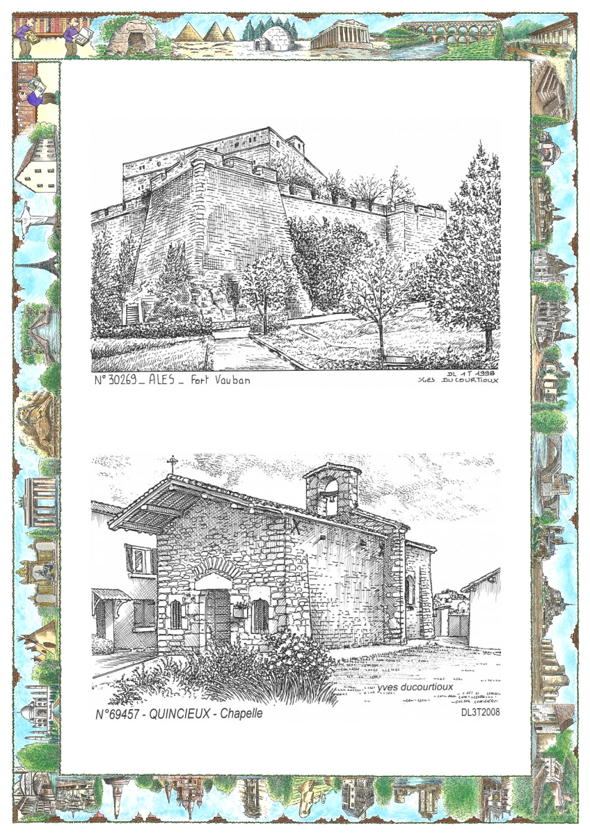 MONOCARTE N 30269-69457 - ALES - fort vauban / QUINCIEUX - chapelle