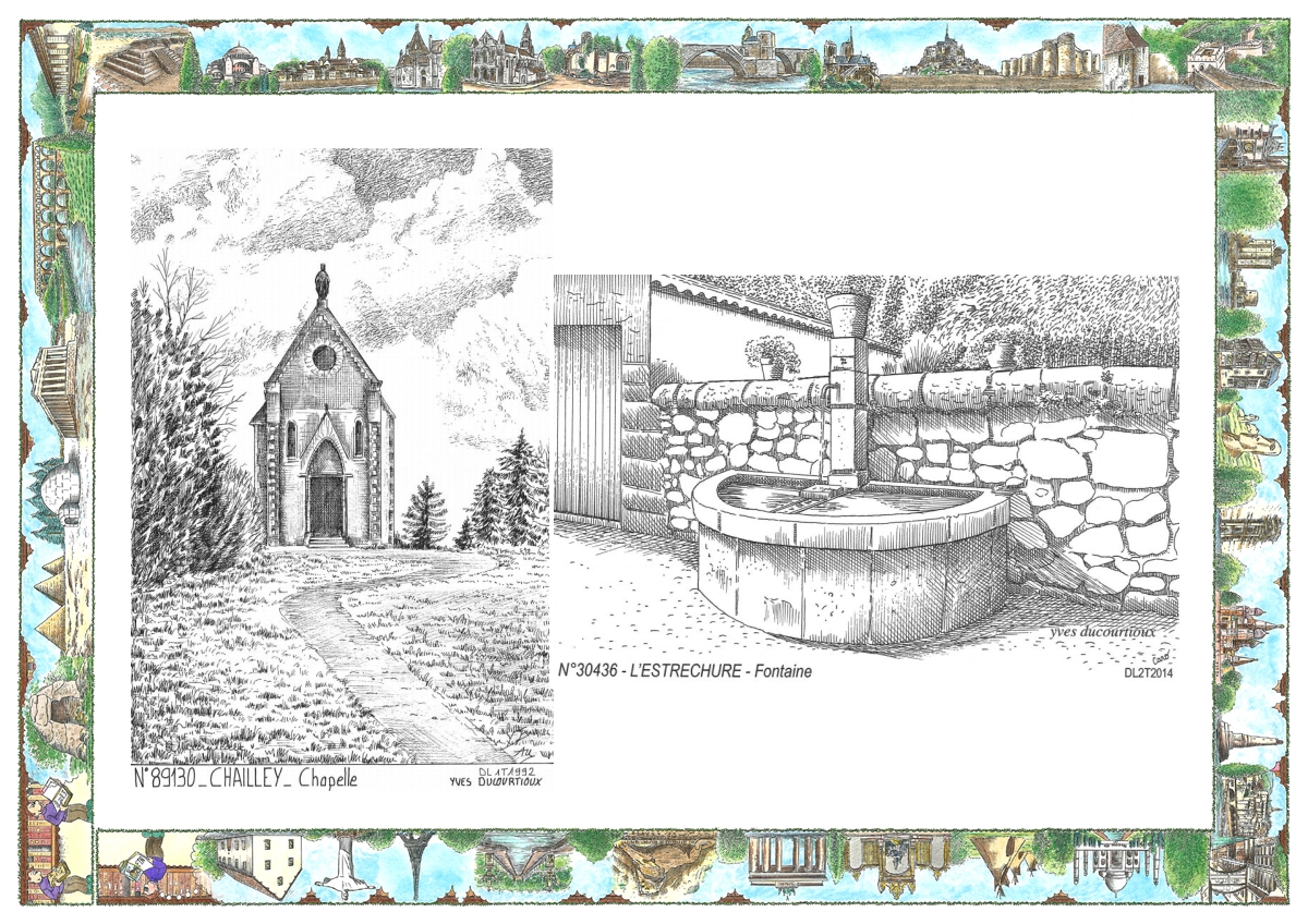 MONOCARTE N 30436-89130 - L ESTRECHURE - fontaine / CHAILLEY - chapelle