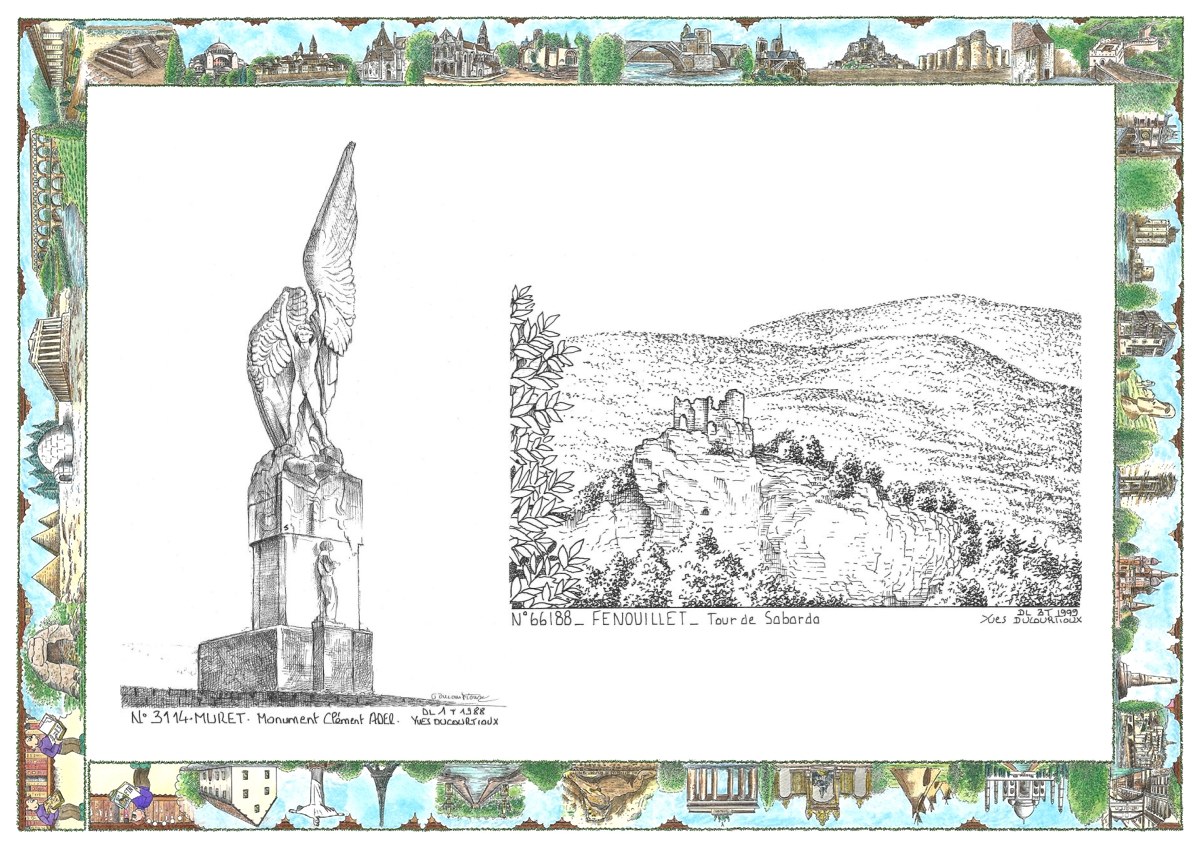 MONOCARTE N 31014-66188 - MURET - monument cl�ment ader / FENOUILLET - tour de sabarda