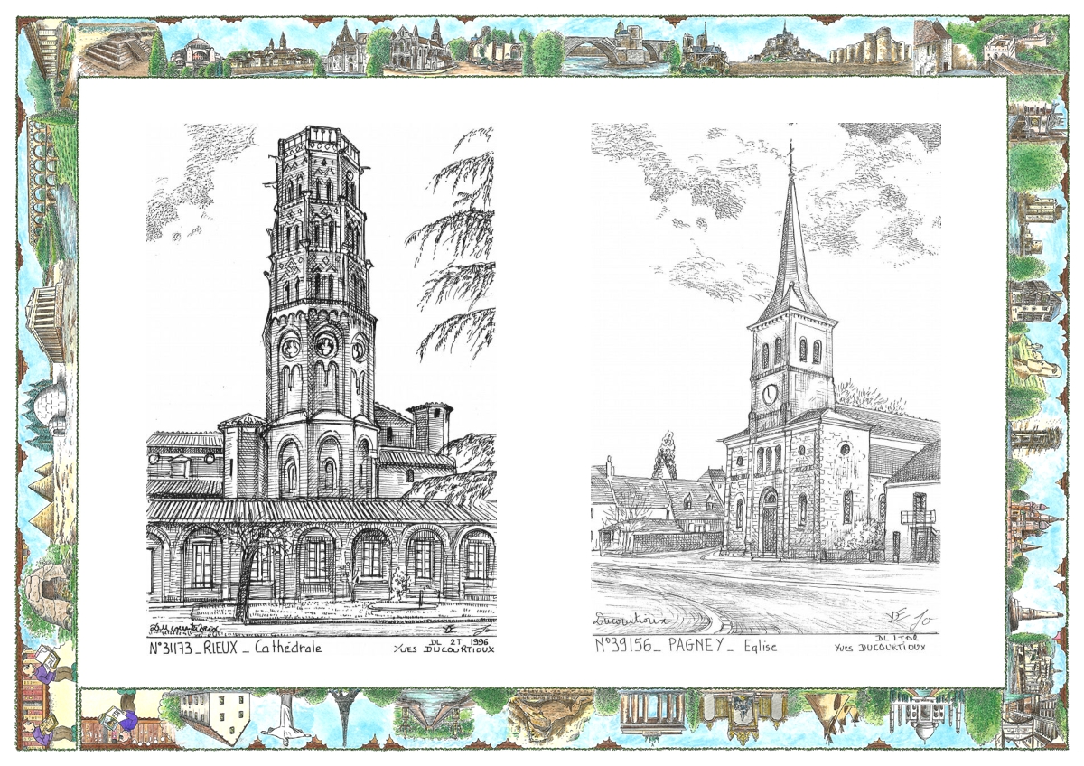 MONOCARTE N 31173-39156 - RIEUX - cath�drale / PAGNEY - �glise