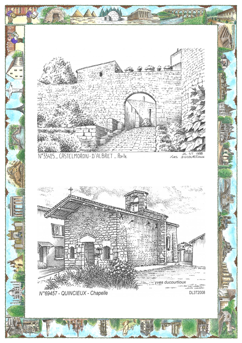 MONOCARTE N 33425-69457 - CASTELMORON D ALBRET - porte / QUINCIEUX - chapelle