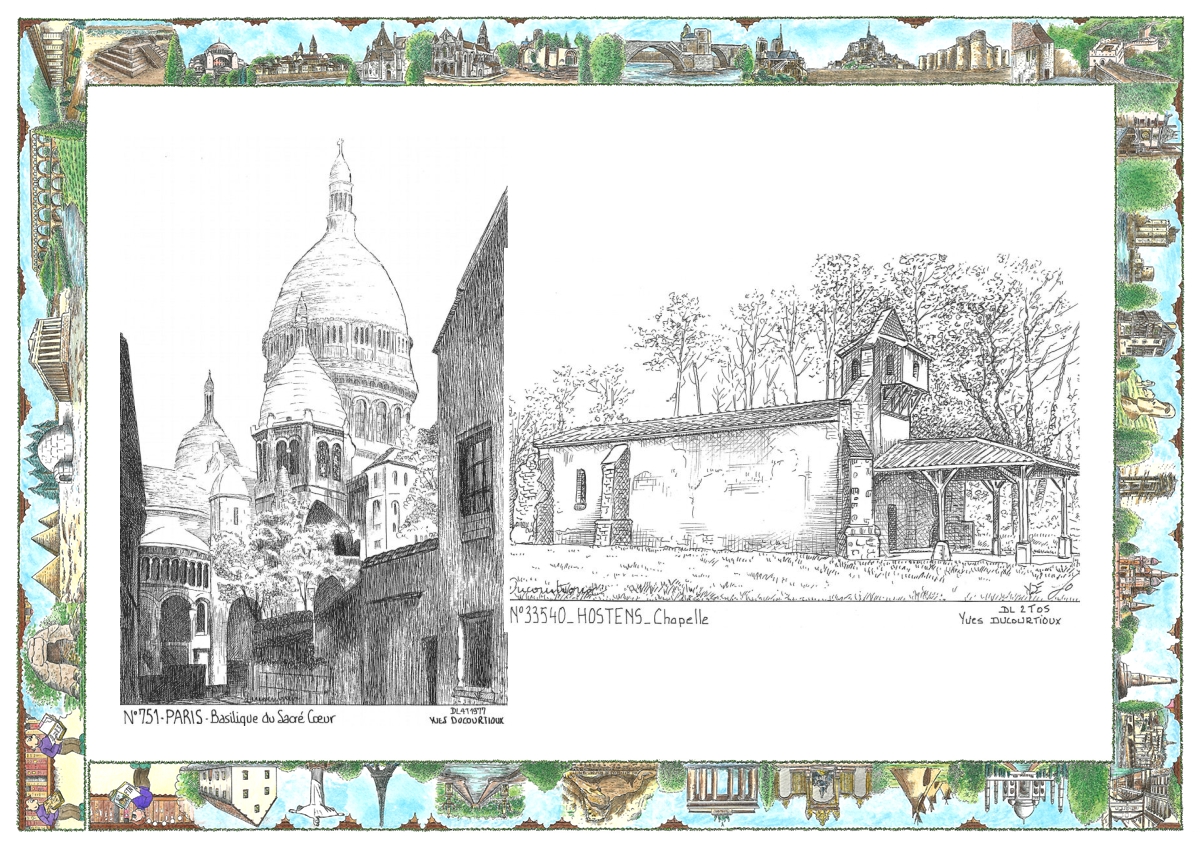 MONOCARTE N 33540-75001 - HOSTENS - chapelle / PARIS - basilique du sacr� coeur