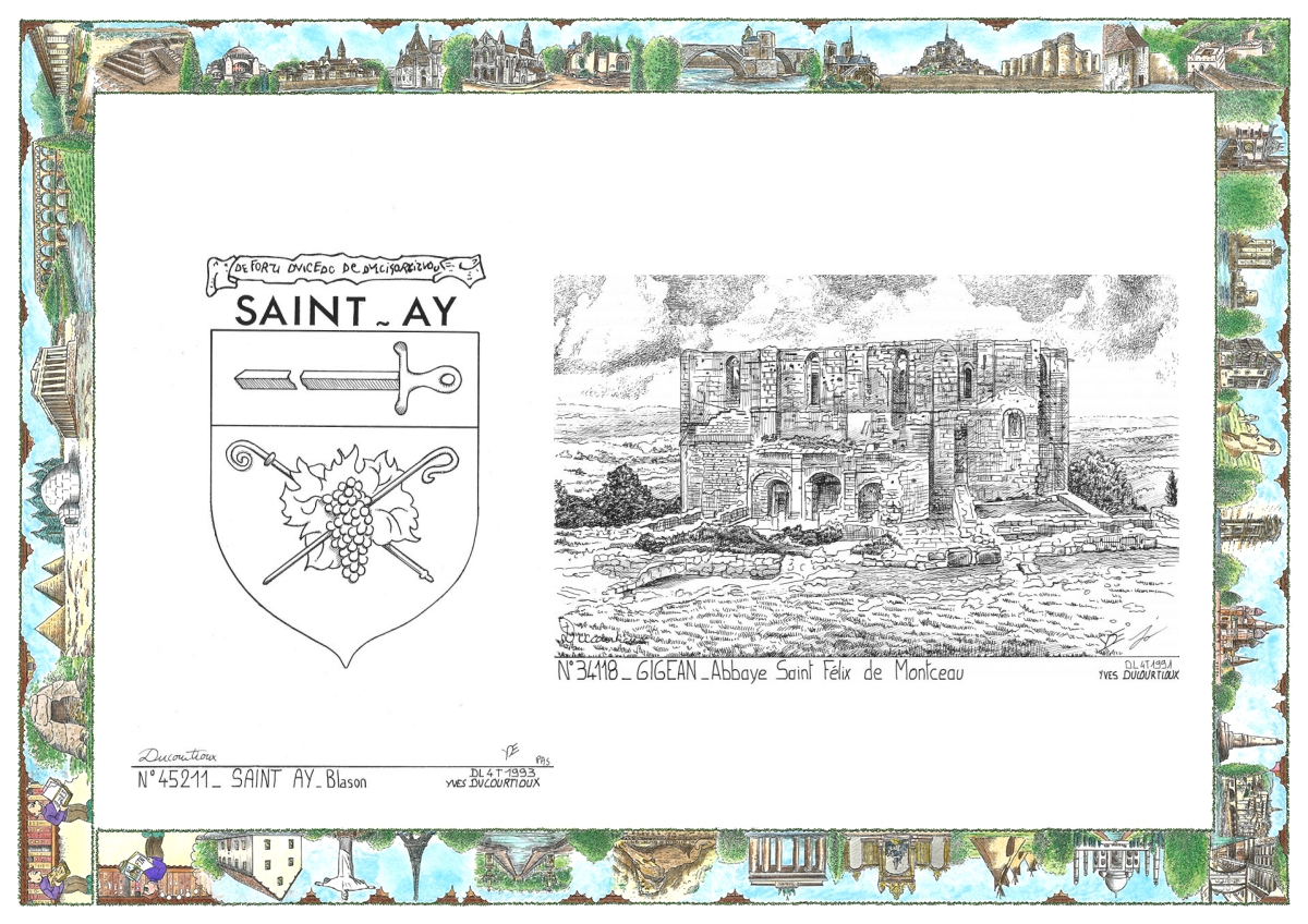 MONOCARTE N 34118-45211 - GIGEAN - abbaye st f�lix de montceau / ST AY - blason