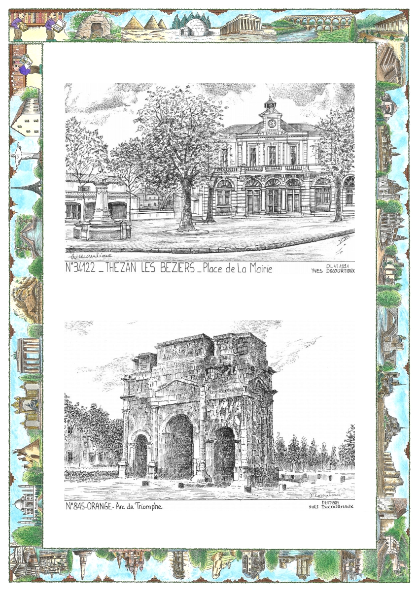 MONOCARTE N 34122-84005 - THEZAN LES BEZIERS - place de la mairie / ORANGE - arc de triomphe