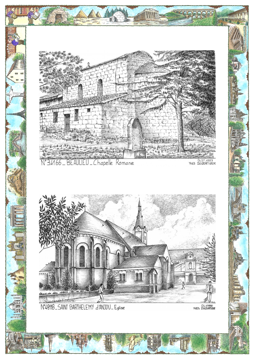MONOCARTE N 34166-49118 - BEAULIEU - chapelle romane / ST BARTHELEMY D ANJOU - �glise