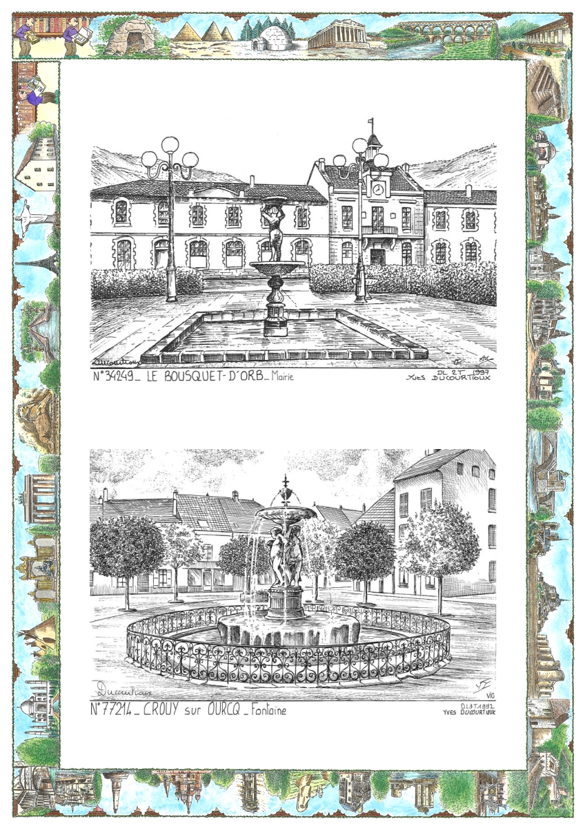 MONOCARTE N 34249-77214 - LE BOUSQUET D ORB - mairie / CROUY SUR OURCQ - fontaine