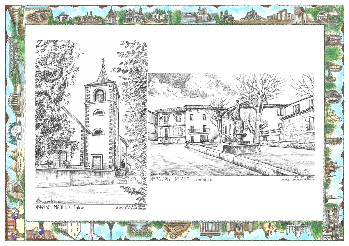 MONOCARTE N 34298-74232 - PERET - fontaine / MACHILLY - �glise